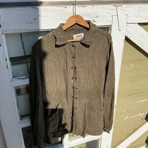 Flax Earthy Toned Button-Up Shirt